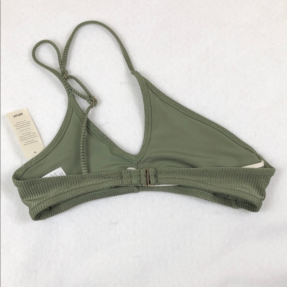 Aerie Shine Rib One Shoulder Bandeau Bikini Top Sz S (S1) - Picture 7 of 9